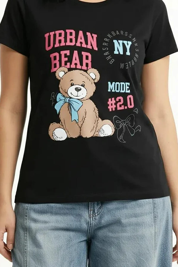 METTLE Women Black Printed T-shirt