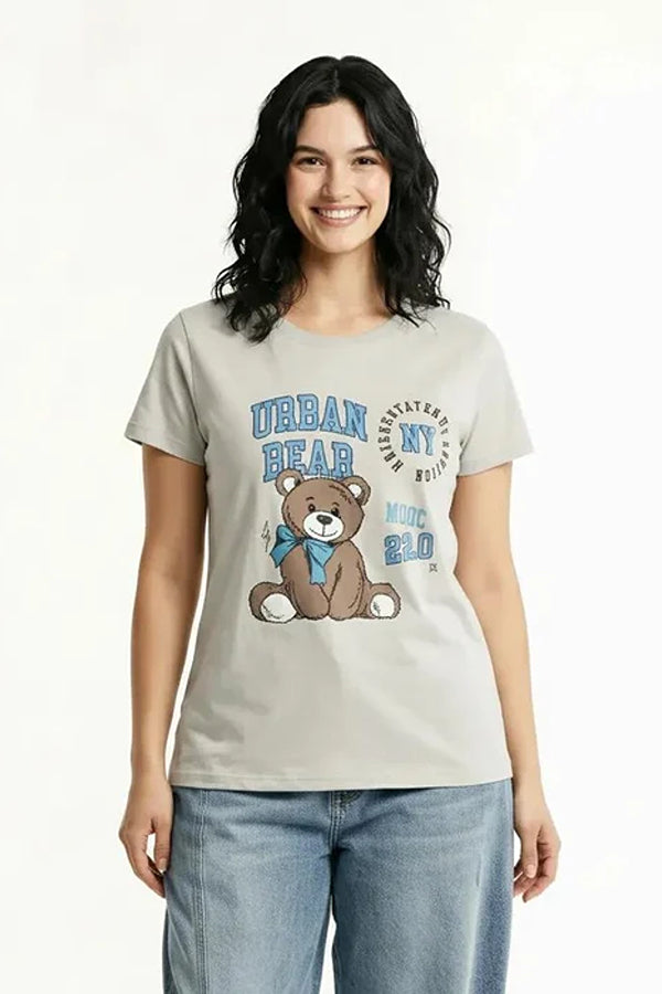 METTLE Women Gray Printed T-shirt