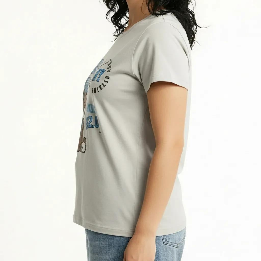 METTLE Women Gray Printed T-shirt