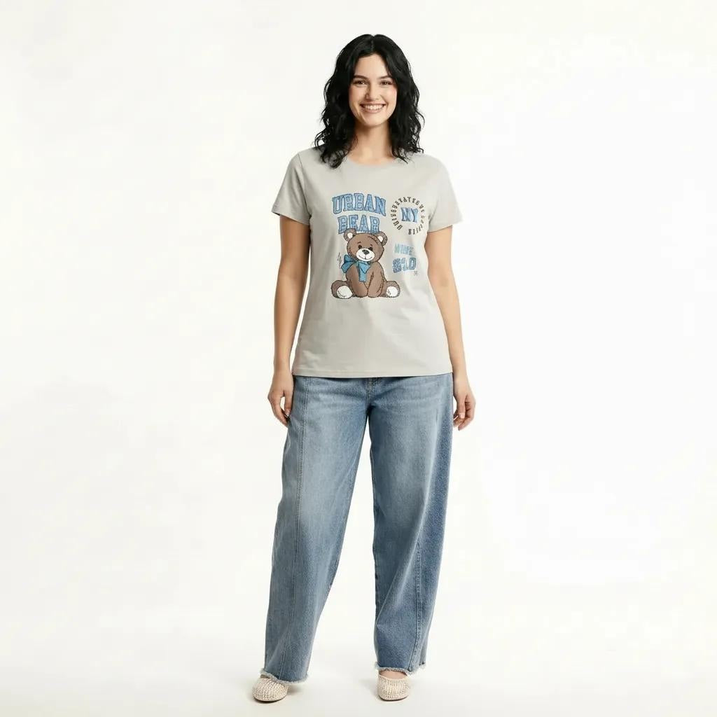 METTLE Women Gray Printed T-shirt