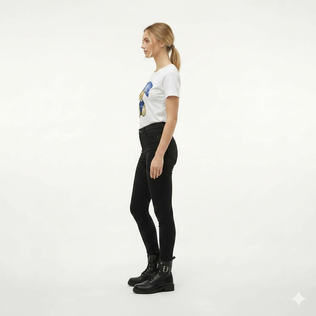 Women Off White Printed T-shirt