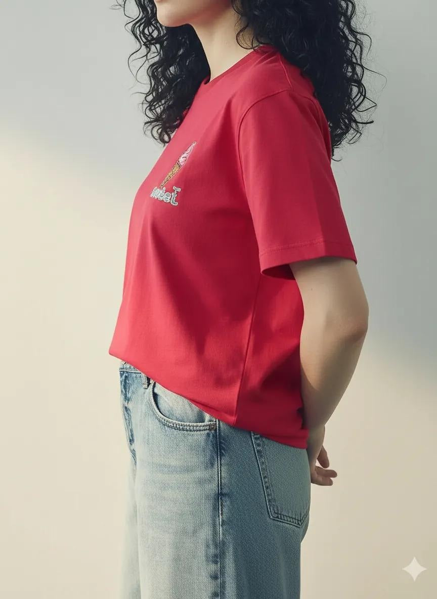 METTLE Women Berry Printed T-shirt