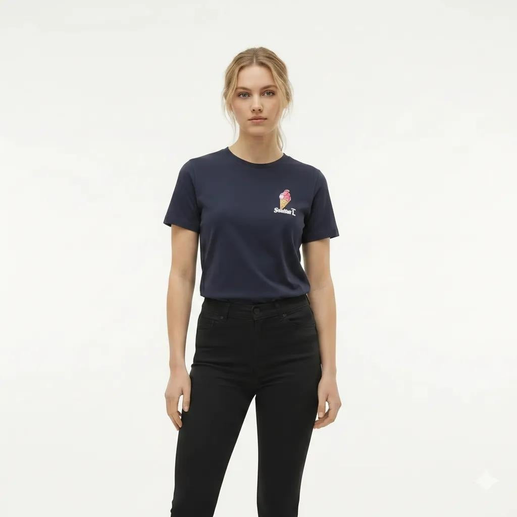 Women Light Navy Printed T-shirt