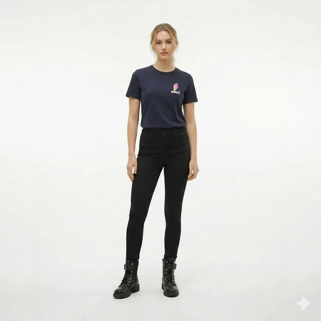 Women Light Navy Printed T-shirt
