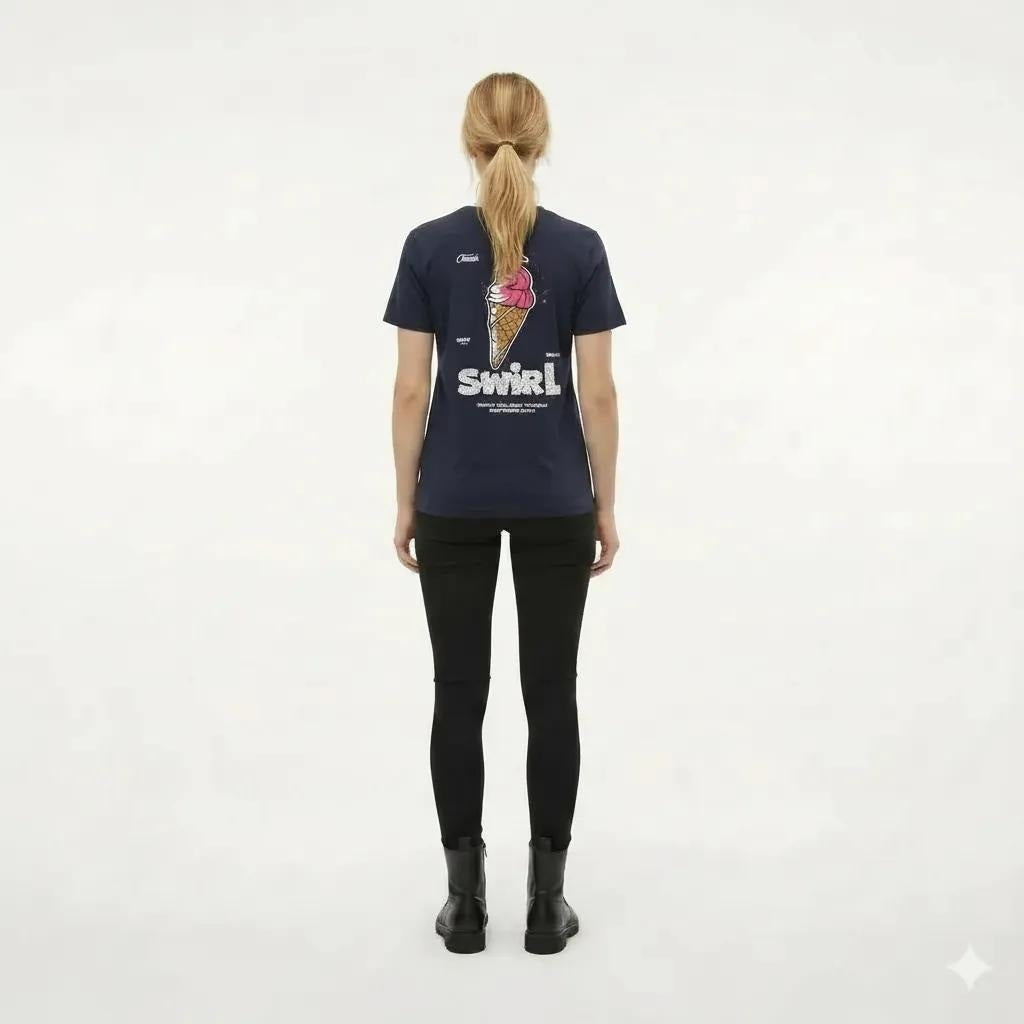Women Light Navy Printed T-shirt