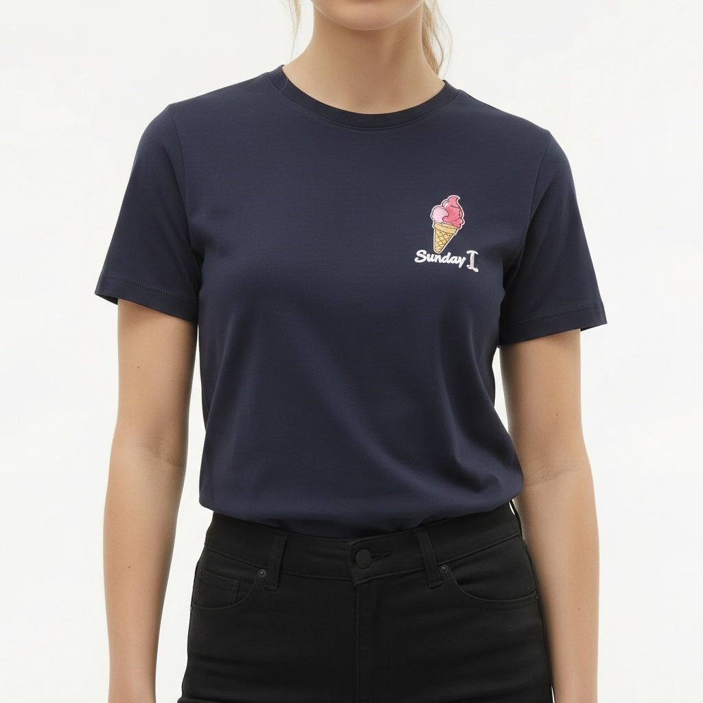 Women Light Navy Printed T-shirt