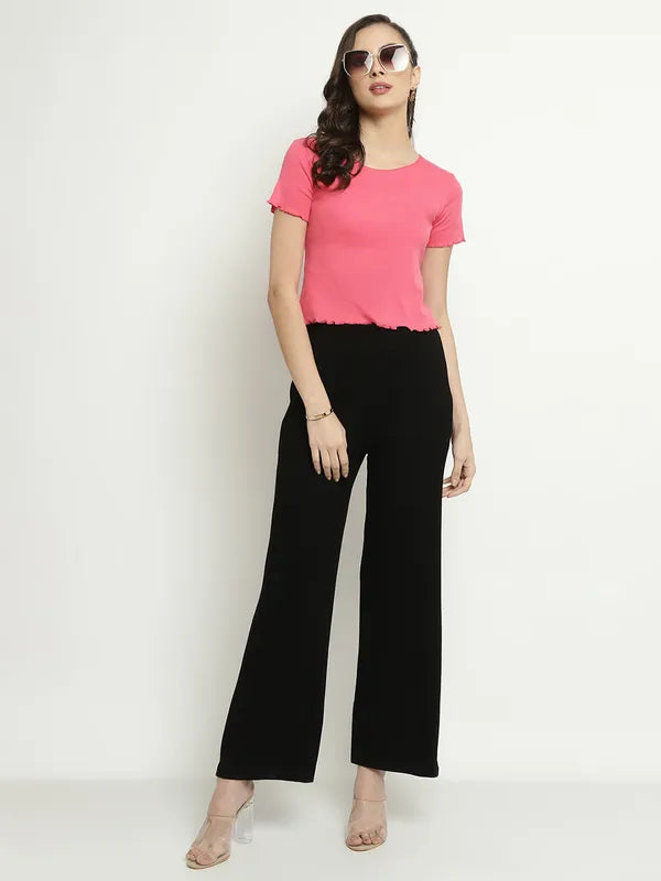 Mettle Round Neck Cotton Regular Crop Top