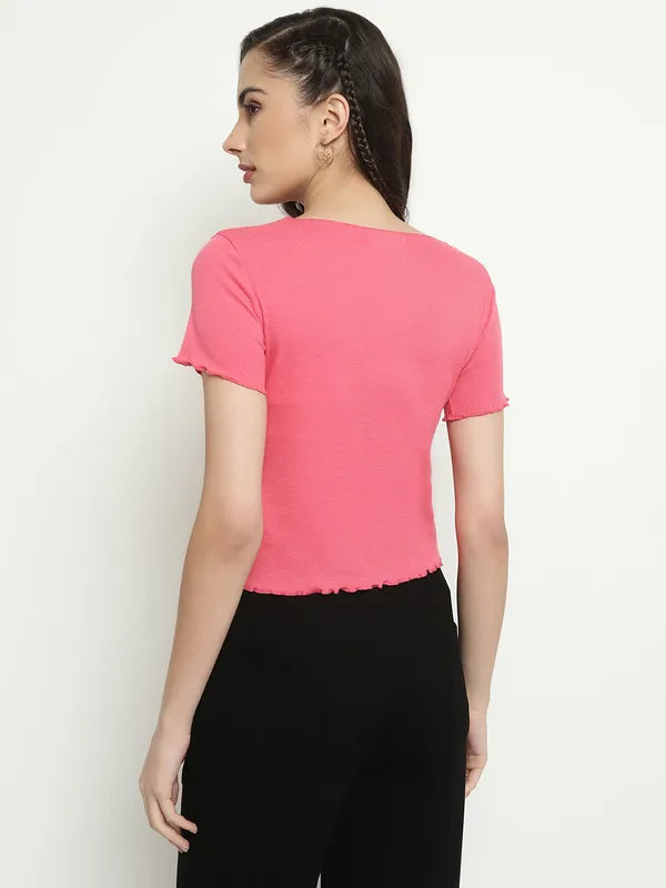 Mettle Round Neck Cotton Regular Crop Top