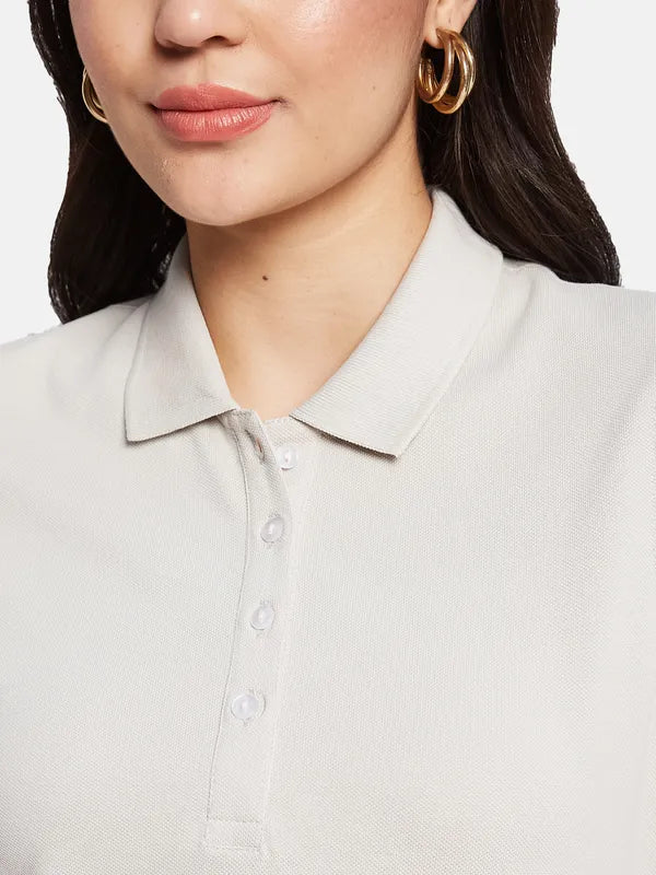 Mettle Women Polo Collar Solid T-Shirt