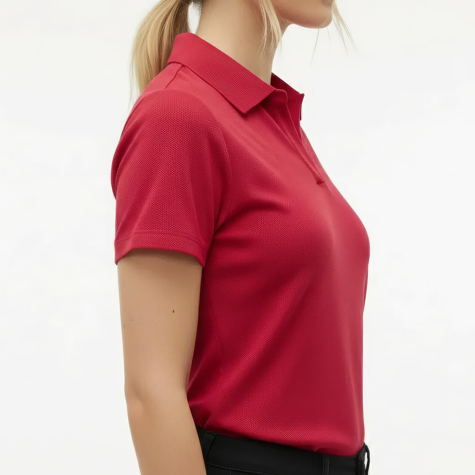 Women Berry Solid Polo Neck T-Shirt