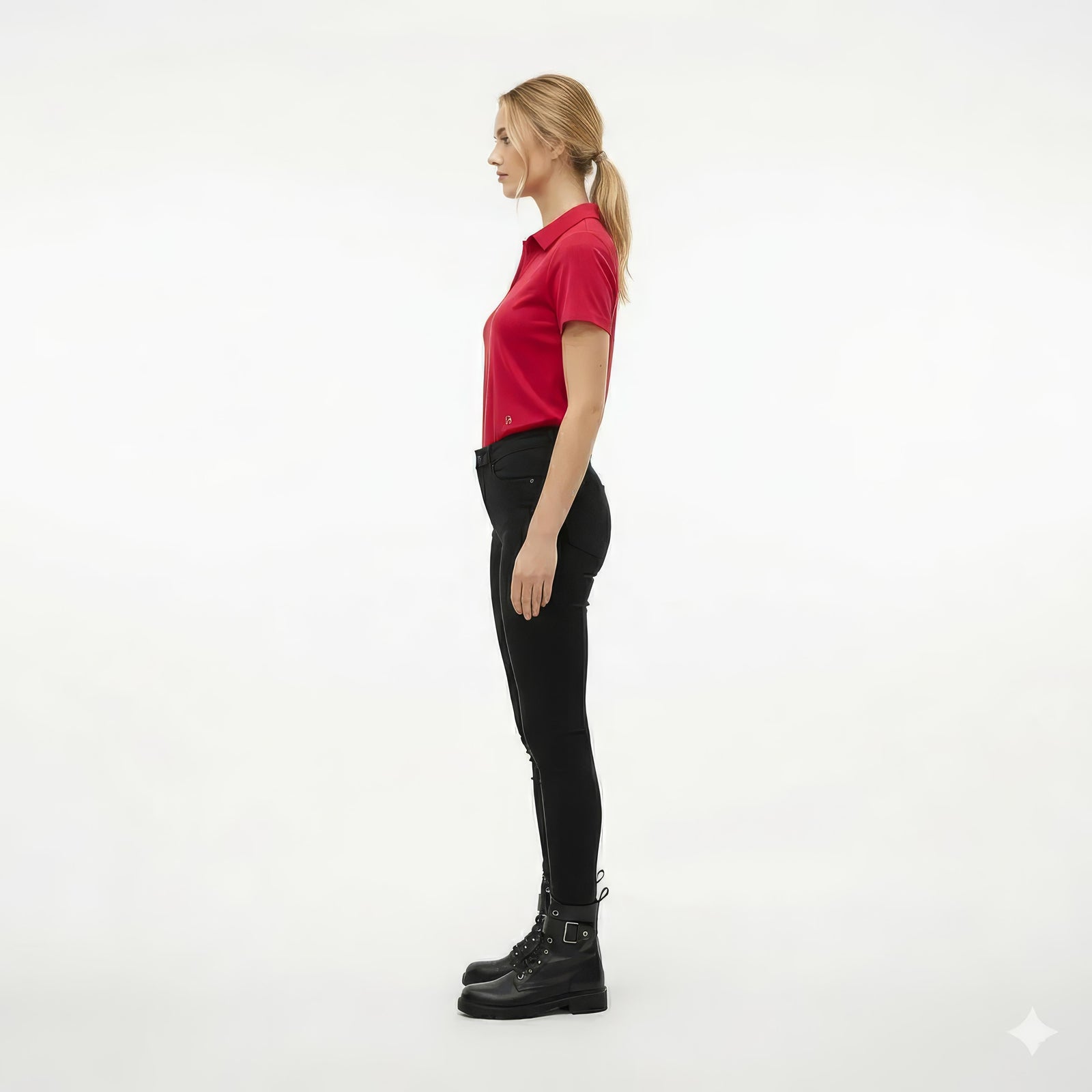 Women Berry Solid Polo Neck T-Shirt