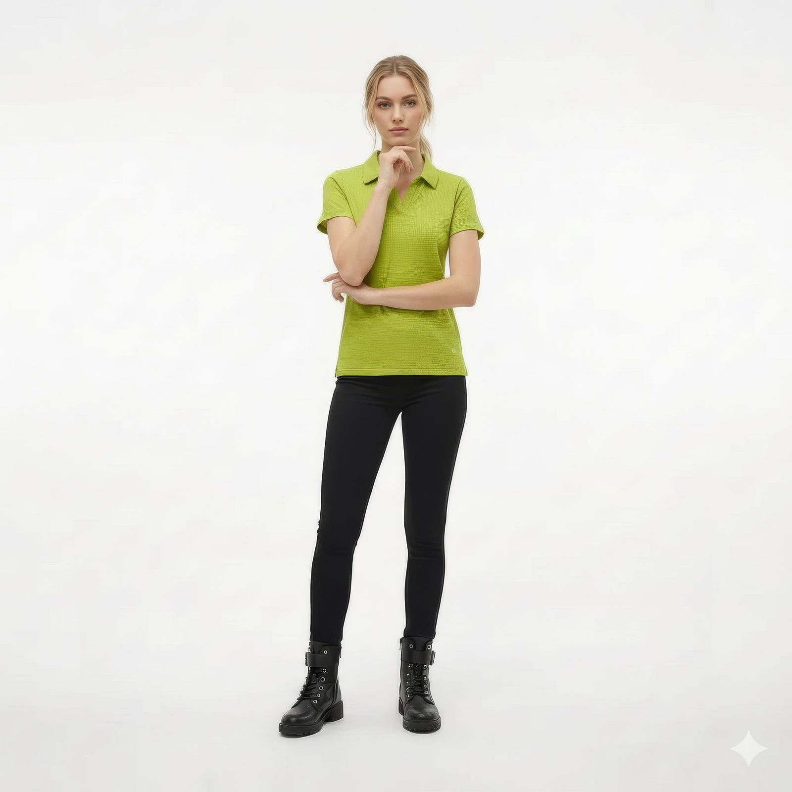 Women Paradise Solid Polo Neck T-Shirt