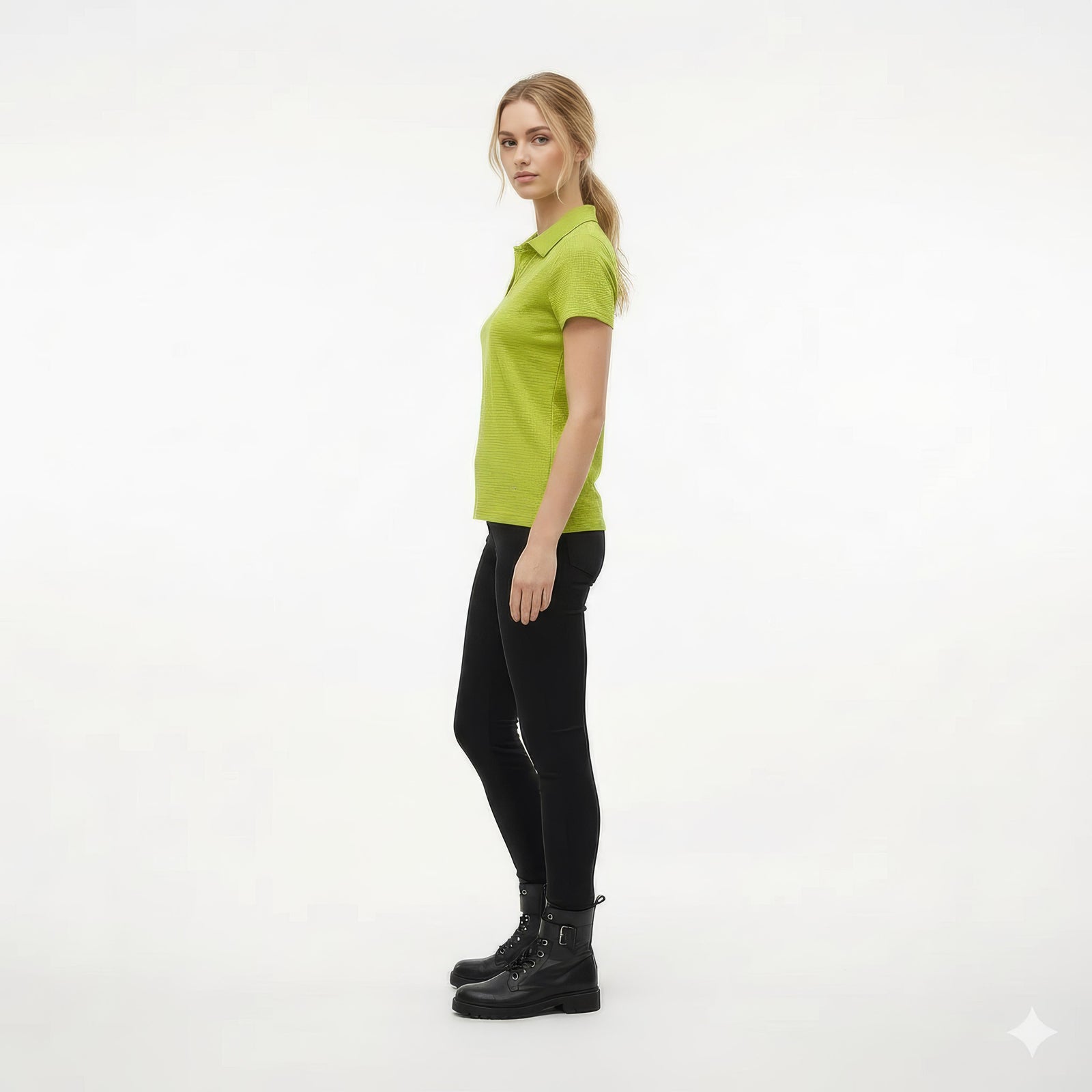 Women Paradise Solid Polo Neck T-Shirt