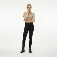 Women Safari Solid Polo Neck T-Shirt
