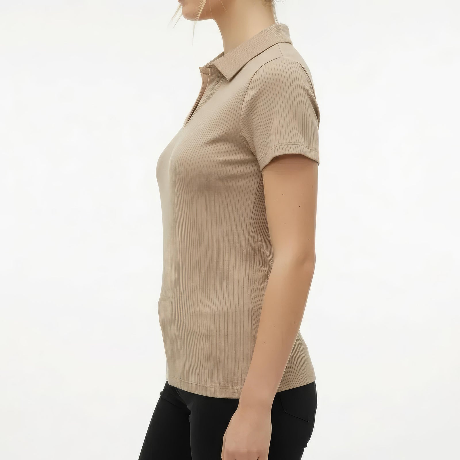 Women Safari Solid Polo Neck T-Shirt
