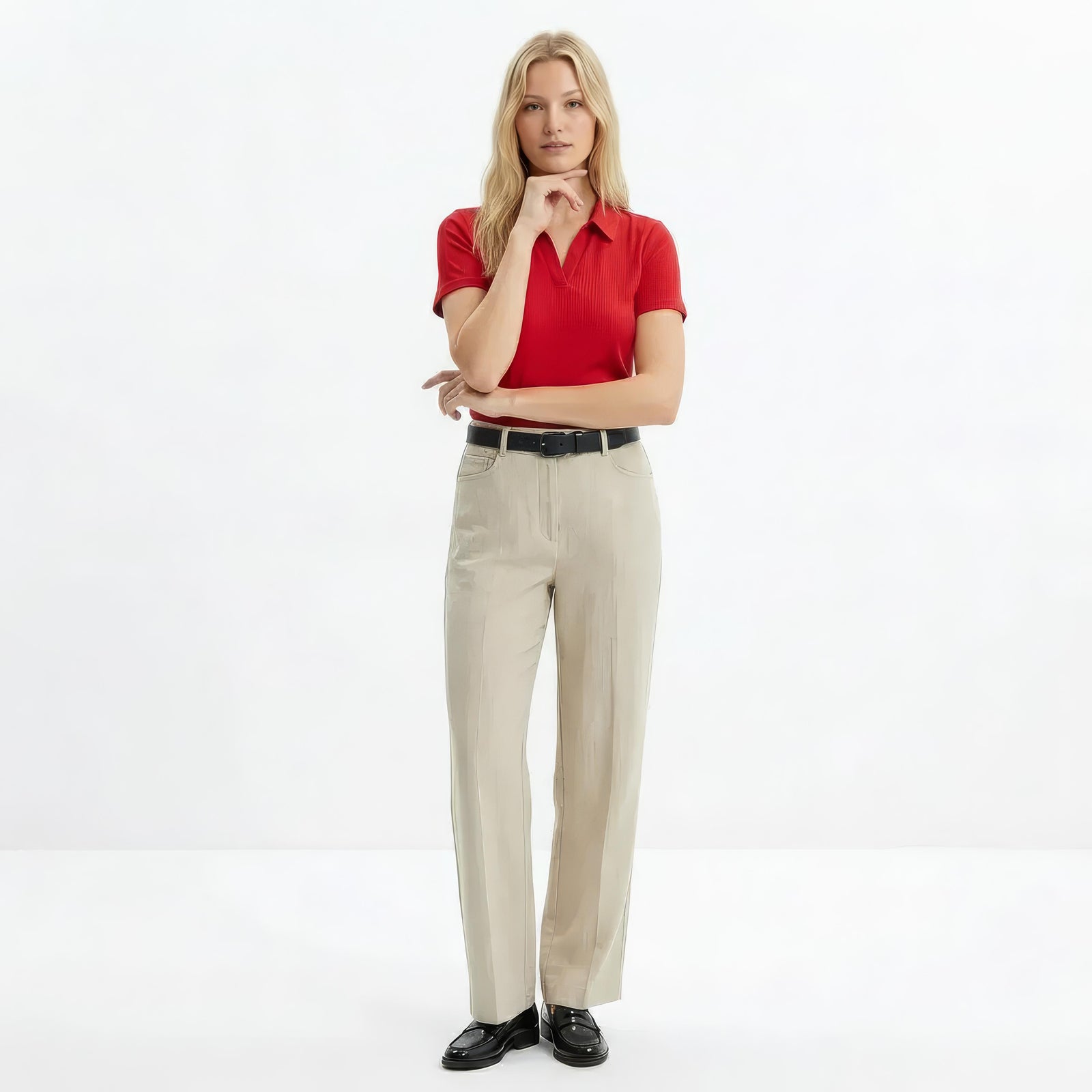 Women Salsa Solid Polo Neck T-Shirt