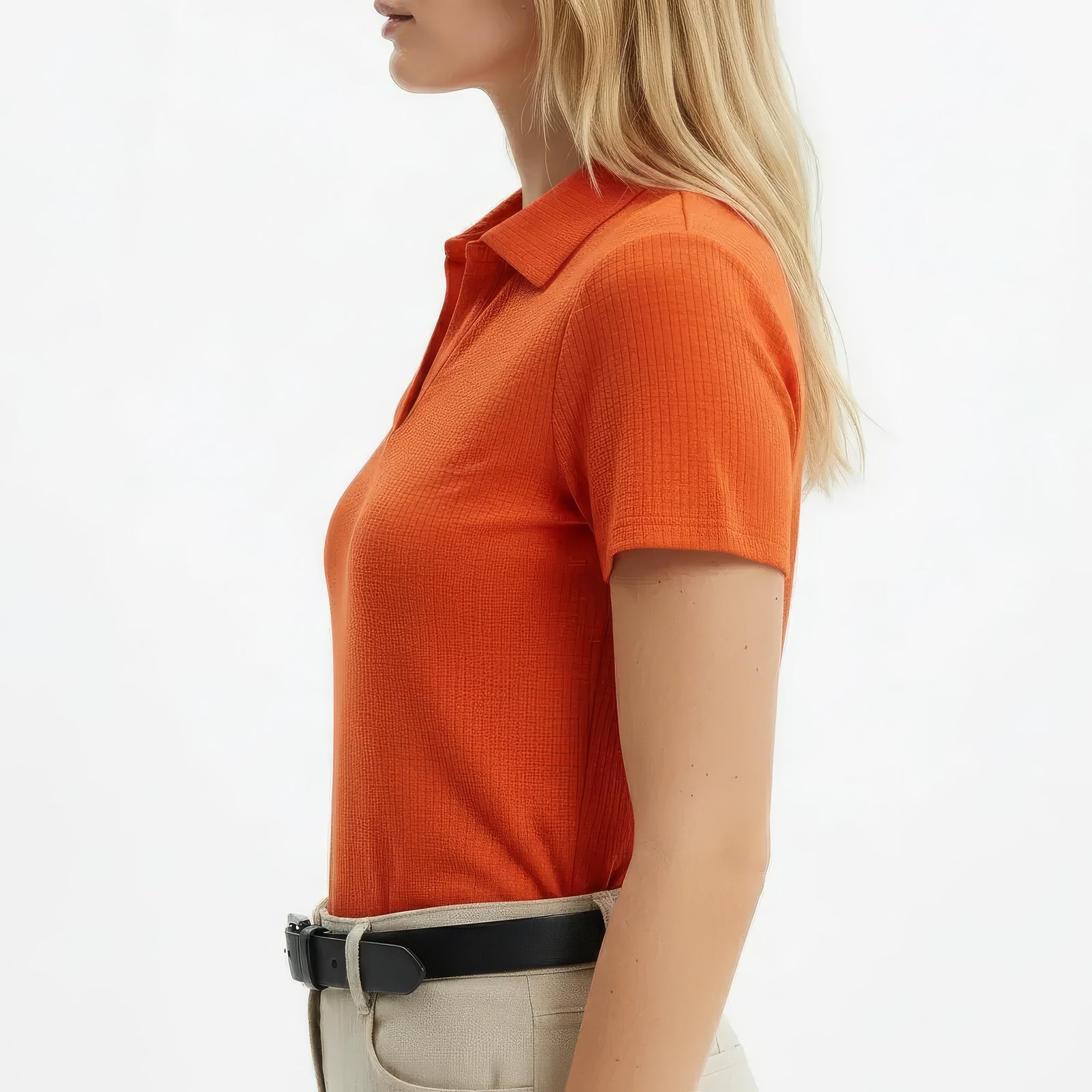 Women Sunset Solid Polo Neck T-Shirt