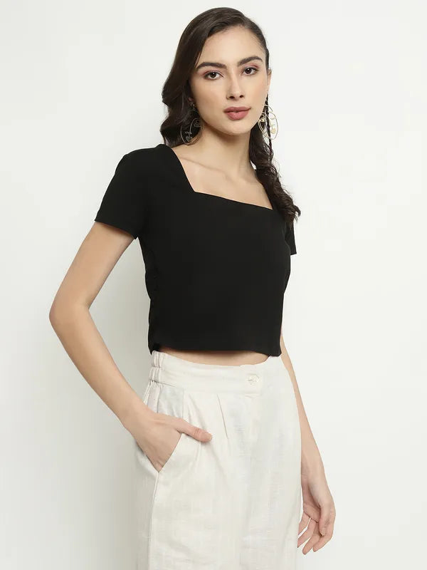 Mettle Square Neck Cotton Regular Crop Top