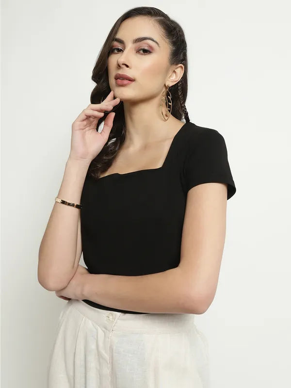 Mettle Square Neck Cotton Regular Crop Top