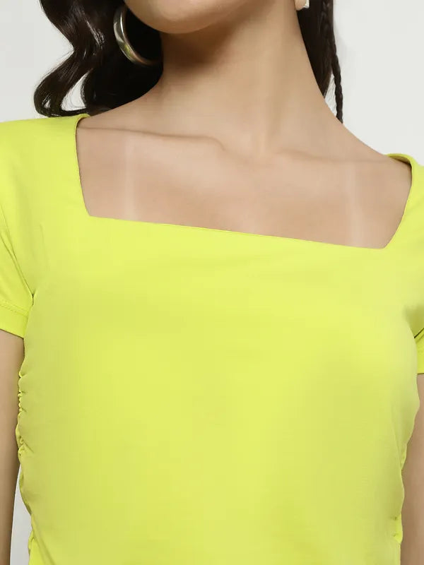 Mettle Square Neck Short Sleeves Cotton Crop Top