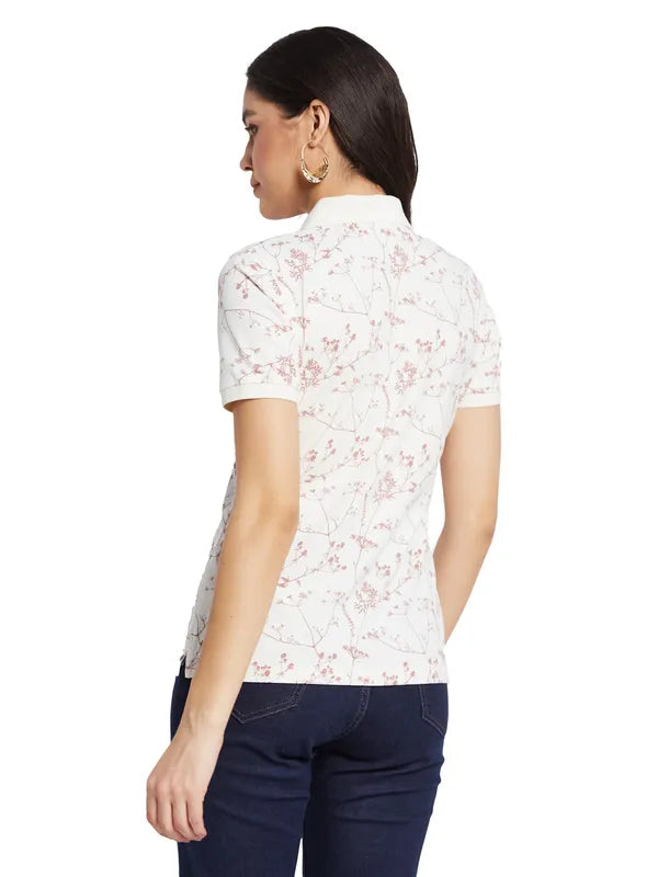 Mettle Women Floral Printed Polo Collar T-Shirt