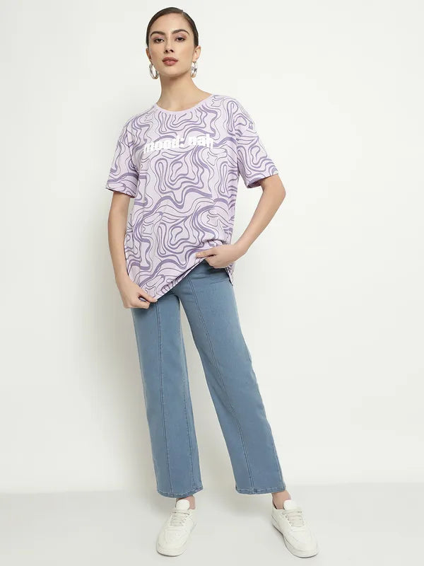 Mettle Abstract Printed Round Neck Cotton T-Shirt