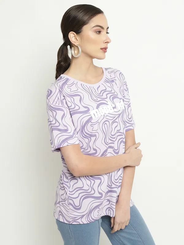 Mettle Abstract Printed Round Neck Cotton T-Shirt