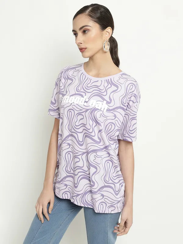 Mettle Abstract Printed Round Neck Cotton T-Shirt