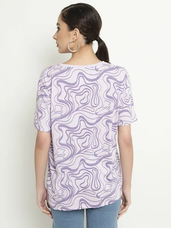 Mettle Abstract Printed Round Neck Cotton T-Shirt