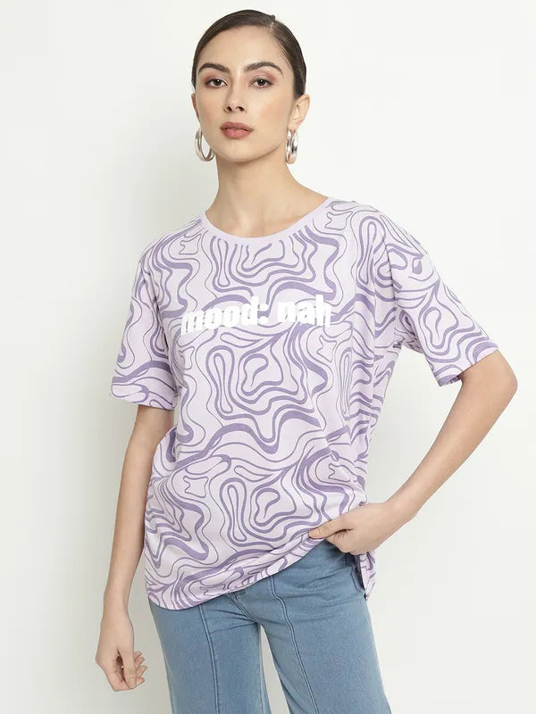 Mettle Abstract Printed Round Neck Cotton T-Shirt