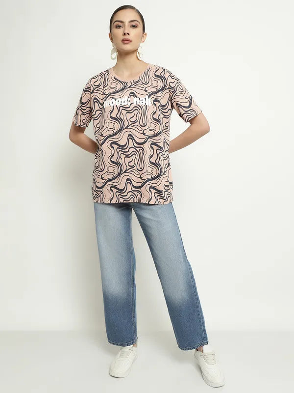 Mettle Abstract Printed Cotton T-Shirt