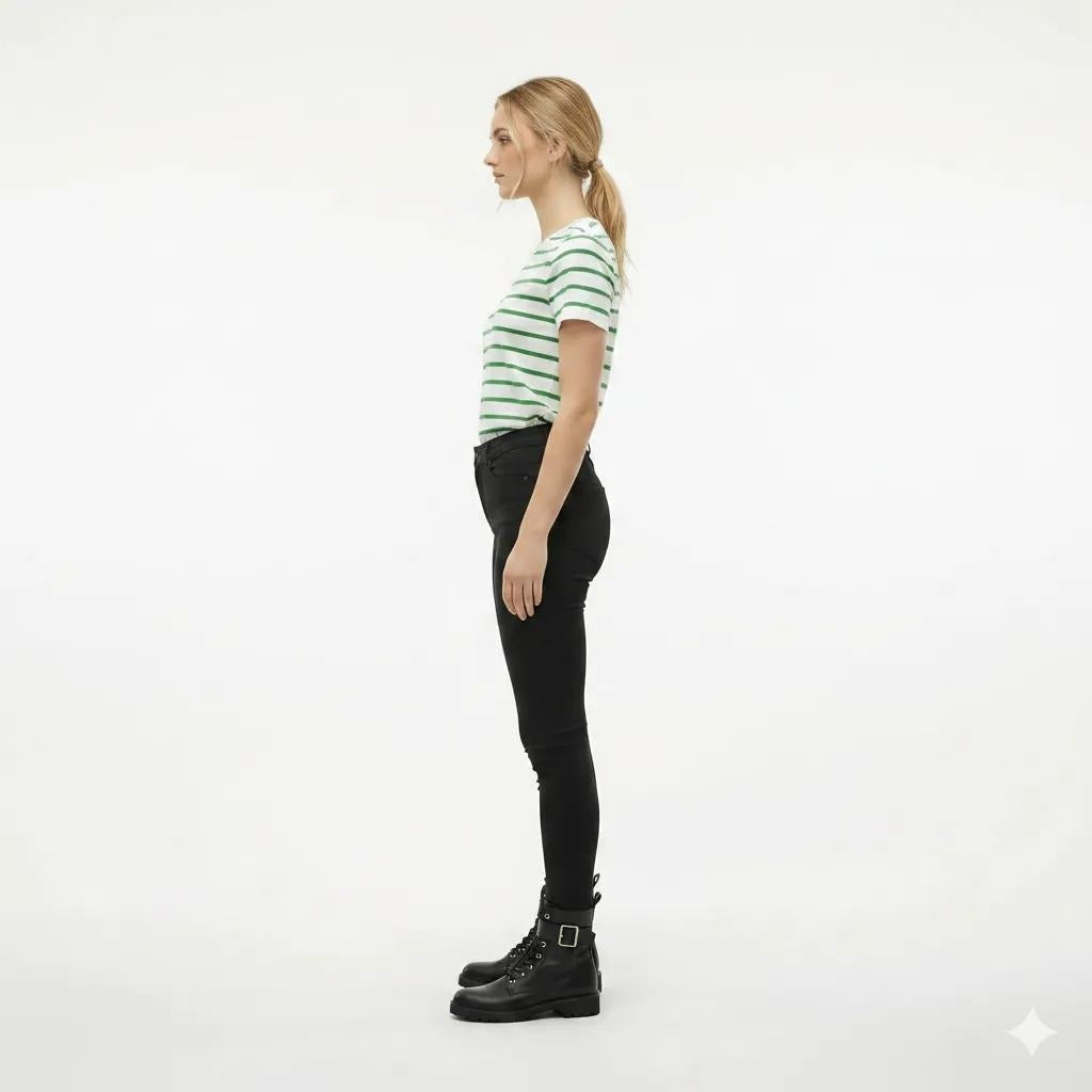 Women Green Striped T-shirt