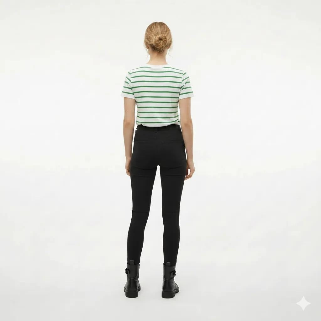 Women Green Striped T-shirt