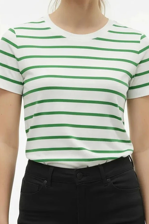 Women Green Striped T-shirt
