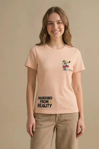 Women Peach Printed T-shirt
