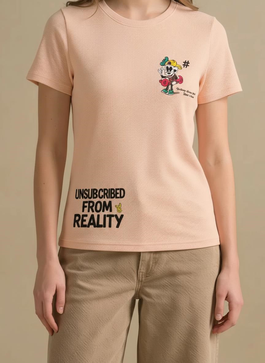 Women Peach Printed T-shirt