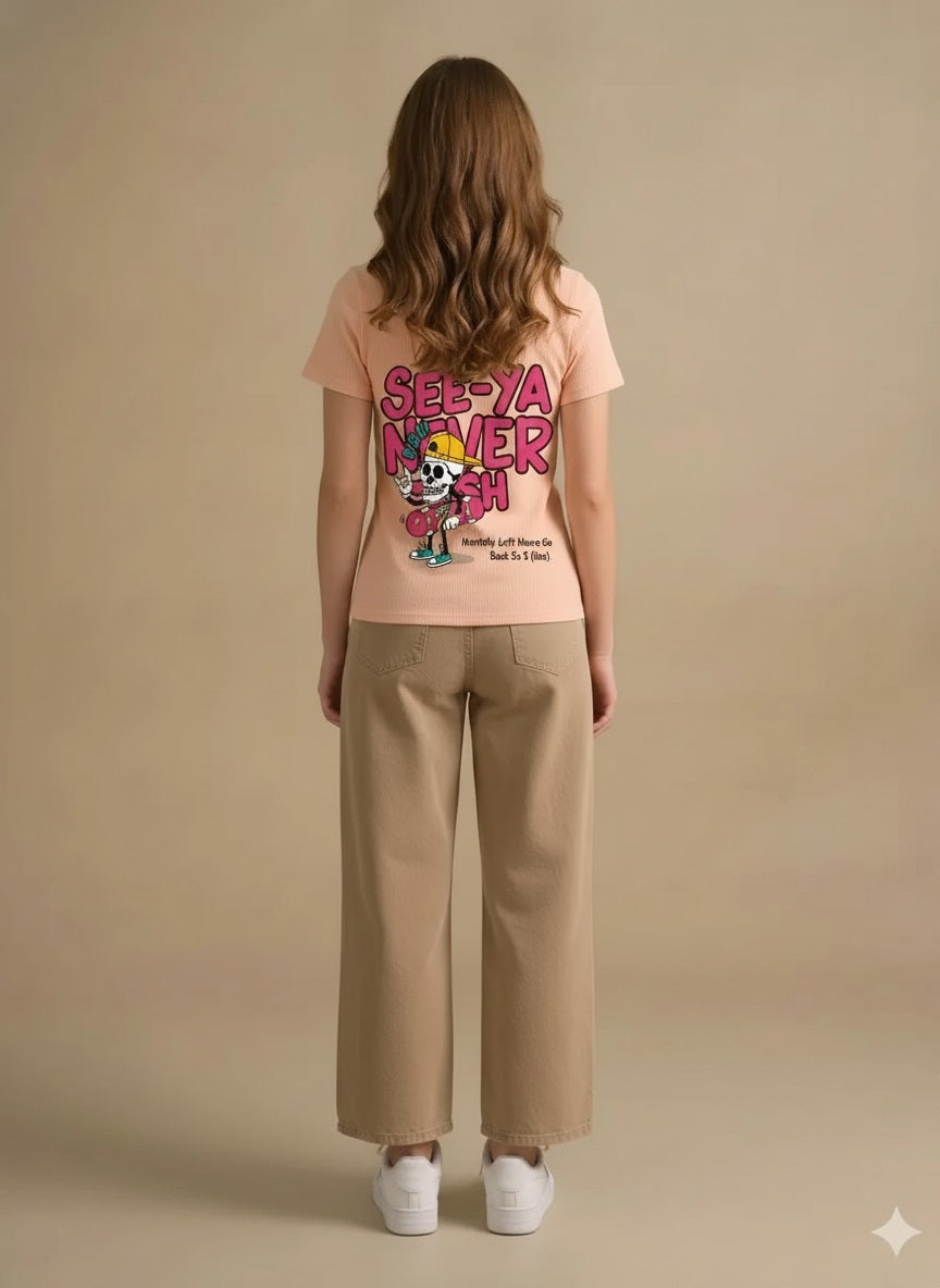 Women Peach Printed T-shirt
