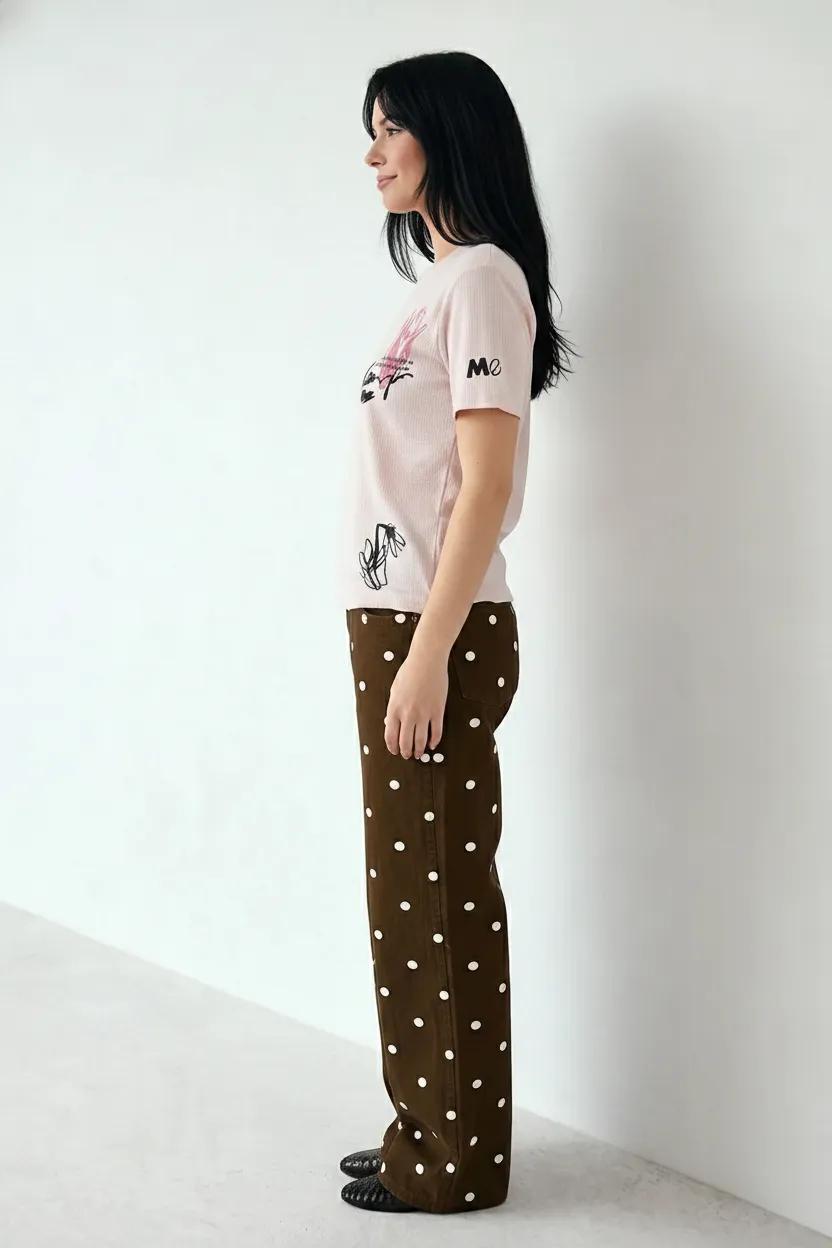 Women Heavenly Pink Graphic Printed Short Sleeves Cotton T-shirt