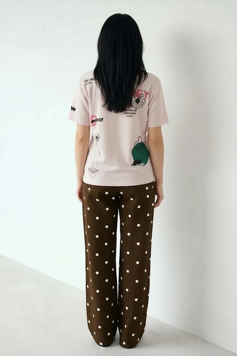 Women Heavenly Pink Graphic Printed Short Sleeves Cotton T-shirt