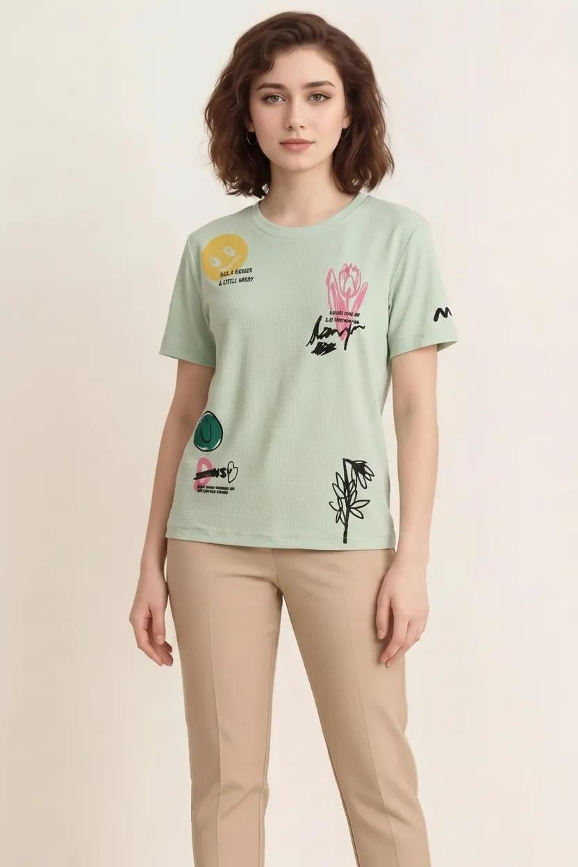 Women Mist Printed T-shirt