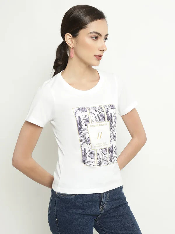 Mettle Graphic Printed Round Neck Cotton T-Shirt