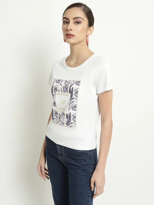 Mettle Graphic Printed Round Neck Cotton T-Shirt