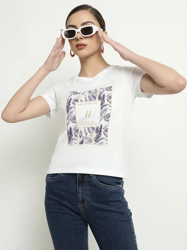 Mettle Graphic Printed Round Neck Cotton T-Shirt