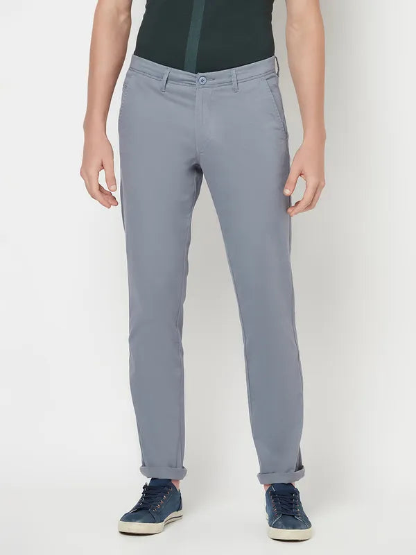 Octave Men Grey Solid Regular Trousers