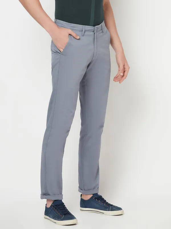 Octave Men Grey Solid Regular Trousers