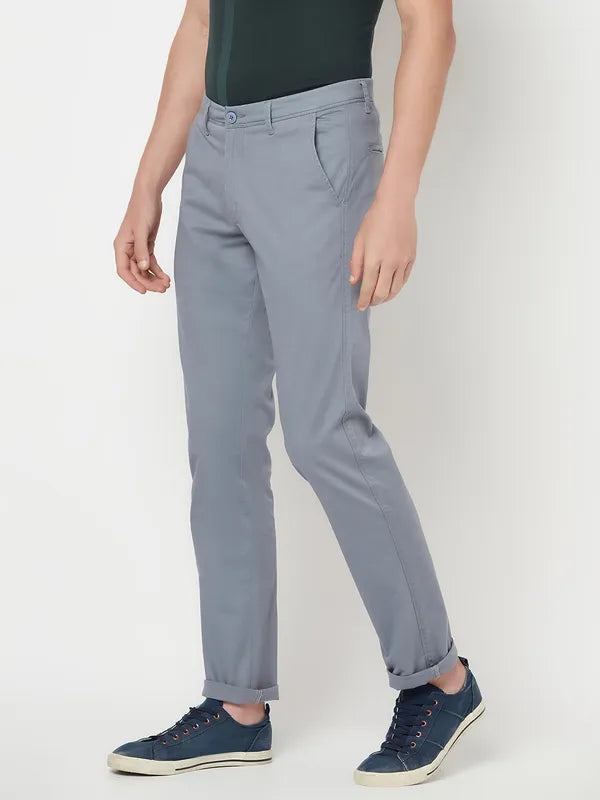 Octave Men Grey Solid Regular Trousers