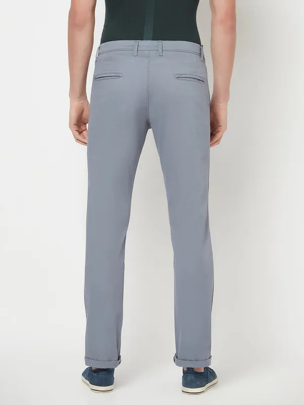 Octave Men Grey Solid Regular Trousers