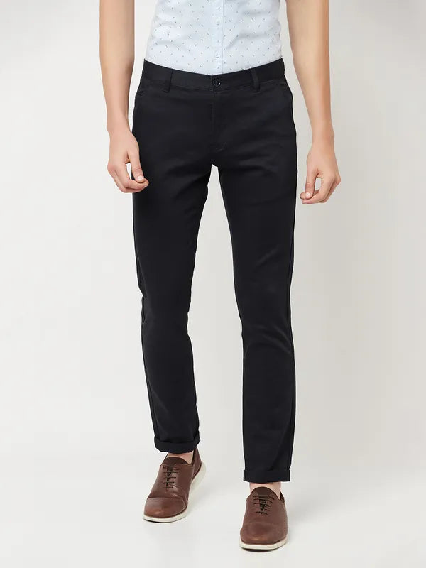 Octave Men Navy Blue Cotton Trousers