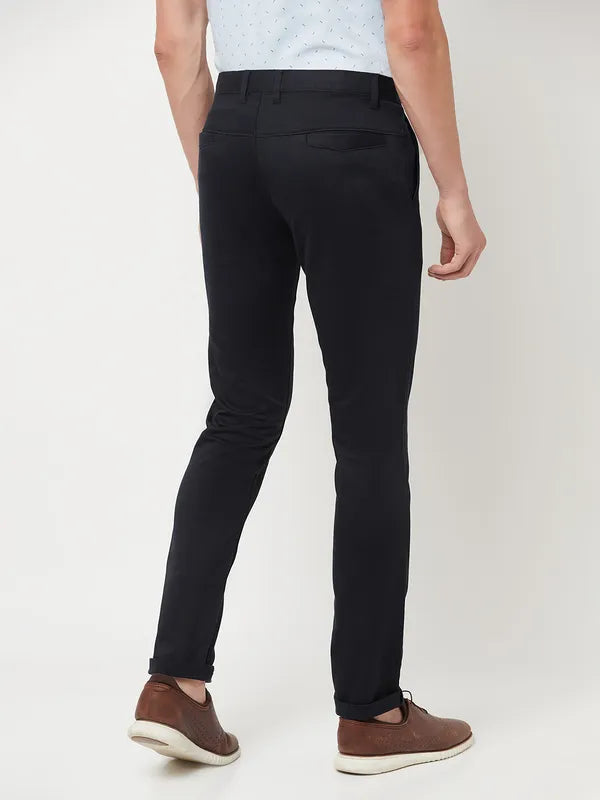 Octave Men Navy Blue Cotton Trousers