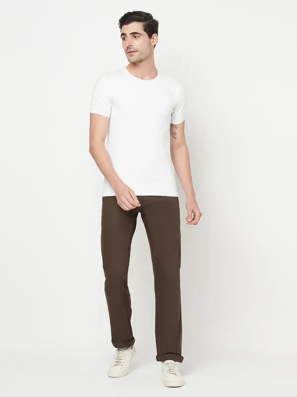 Octave Men Brown Cotton Trousers